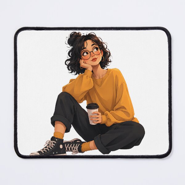 Item preview, Cozy Coffee Daydream - Aesthetic Girl Illustration designed and sold by Jaideep Walia.