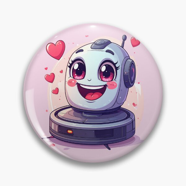 Item preview, Cute Love Robot Vacuum Cartoon with Hearts Kawaii Character designed and sold by OksArtStudio.
