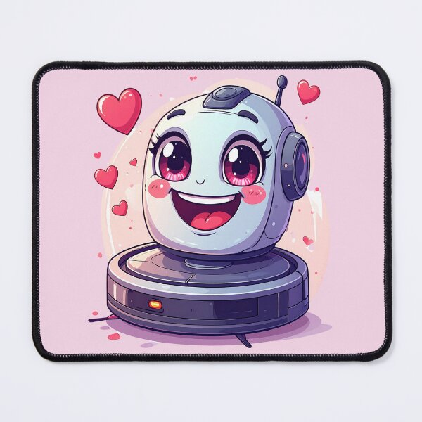 Item preview, Cute Love Robot Vacuum Cartoon with Hearts Kawaii Character designed and sold by OksArtStudio.
