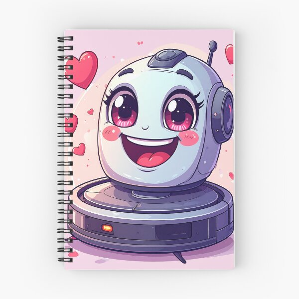 Item preview, Cute Love Robot Vacuum Cartoon with Hearts Kawaii Character designed and sold by OksArtStudio.
