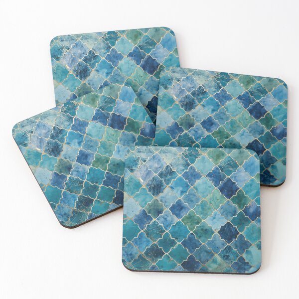Item preview, Teal Turquoise Gold Moroccan Tile Pattern Lantern Mosaic designed and sold by GrinGalore.