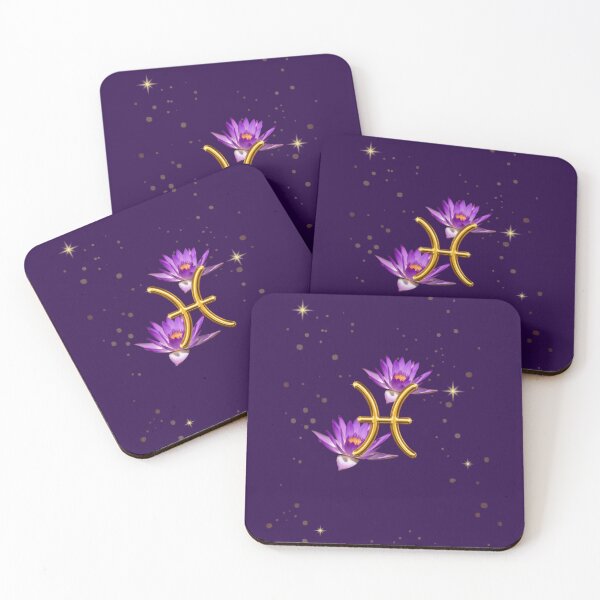 Item preview, Pisces Zodiac Floral Art | Purple Water Lily Astrology Sign | Celestial Horoscope Illustration designed and sold by MysticPurpleHue.