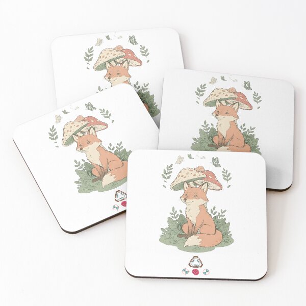 Item preview, Woodland Fox Sitting Under Giant Mushrooms with Butterflies designed and sold by Whimsy Trail Co.