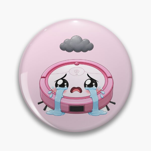 Item preview, Cute Crying Pink Robot Vacuum Cartoon with Rain Cloud designed and sold by OksArtStudio.