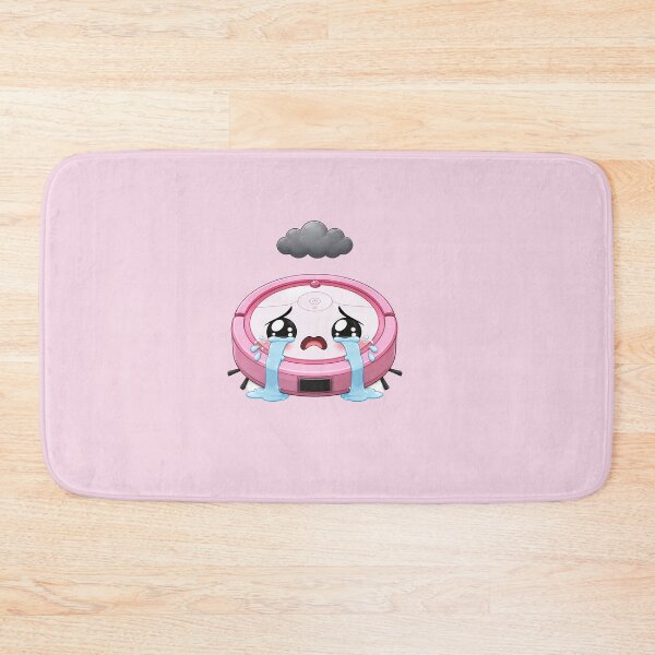 Item preview, Cute Crying Pink Robot Vacuum Cartoon with Rain Cloud designed and sold by OksArtStudio.