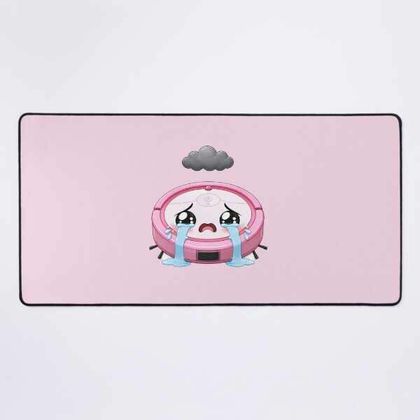 Item preview, Cute Crying Pink Robot Vacuum Cartoon with Rain Cloud designed and sold by OksArtStudio.
