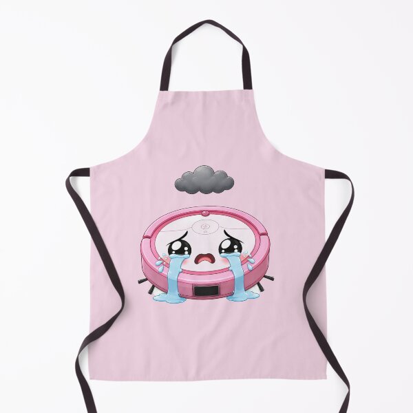 Item preview, Cute Crying Pink Robot Vacuum Cartoon with Rain Cloud designed and sold by OksArtStudio.