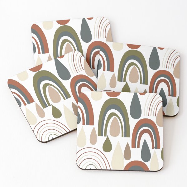 Item preview, Boho Rainbow Raindrops Abstract Earthy Terracotta Pattern designed and sold by Dzblack.