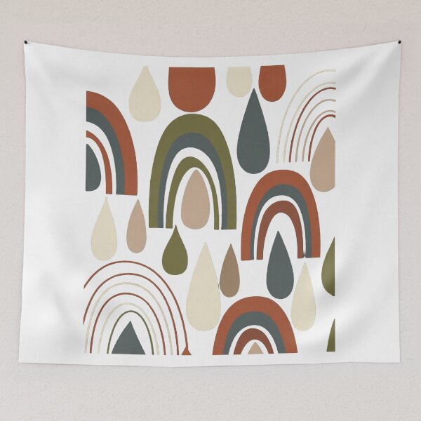 Item preview, Boho Rainbow Raindrops Abstract Earthy Terracotta Pattern designed and sold by Dzblack.