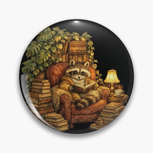 Item preview, Cozy Raccoon Reading Book Library Chair designed and sold by Neon-Nest-8.