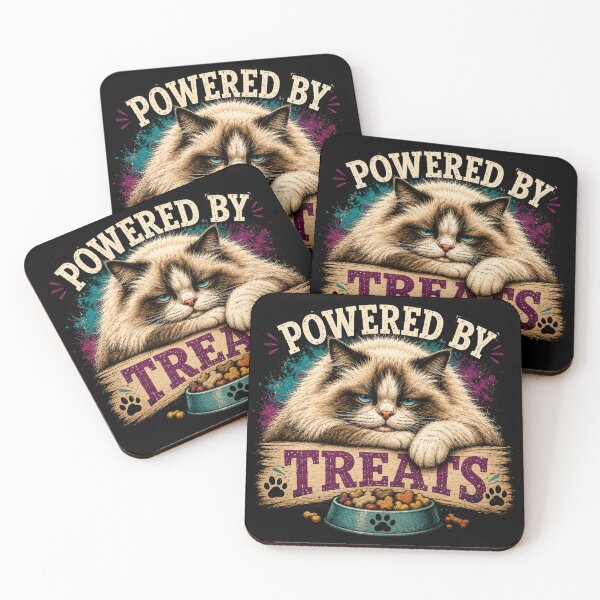 Item preview, Powered by Treats Funny Cat Shirt | Grumpy Cat Lover Gift | Cute Fluffy Cat Graphic Tee designed and sold by EverclearDesign.