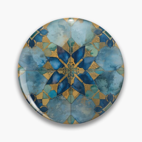 Artikelvorschau, Gold-Aqua marokkanisches Fliesen-Buntglas-Mosaikmuster entworfen und verkauft von GrinGalore.