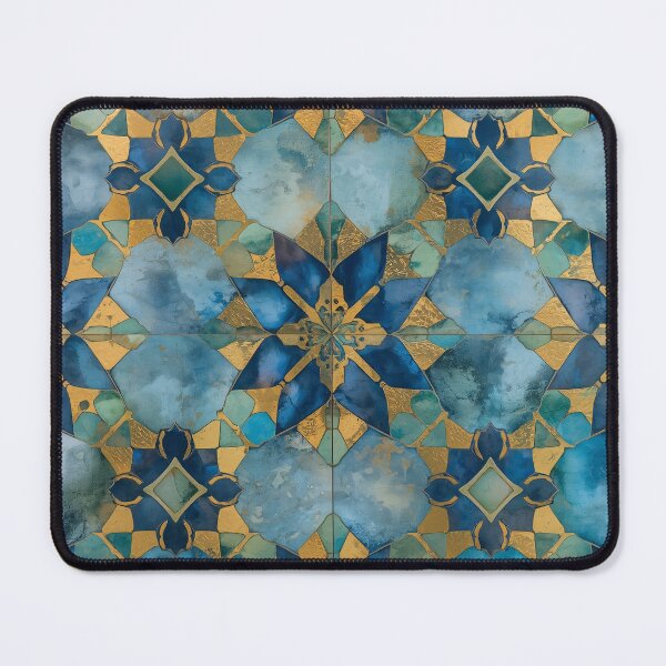 Item preview, Gold Aqua Moroccan Tile Stained Glass Mosaic Pattern designed and sold by GrinGalore.