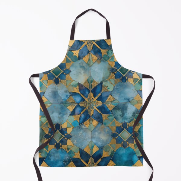 Item preview, Gold Aqua Moroccan Tile Stained Glass Mosaic Pattern designed and sold by GrinGalore.