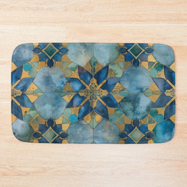 Item preview, Gold Aqua Moroccan Tile Stained Glass Mosaic Pattern designed and sold by GrinGalore.