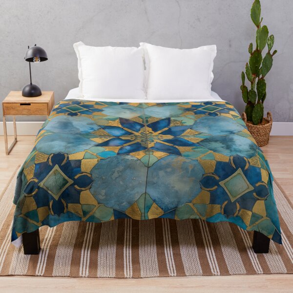 Item preview, Gold Aqua Moroccan Tile Stained Glass Mosaic Pattern designed and sold by GrinGalore.