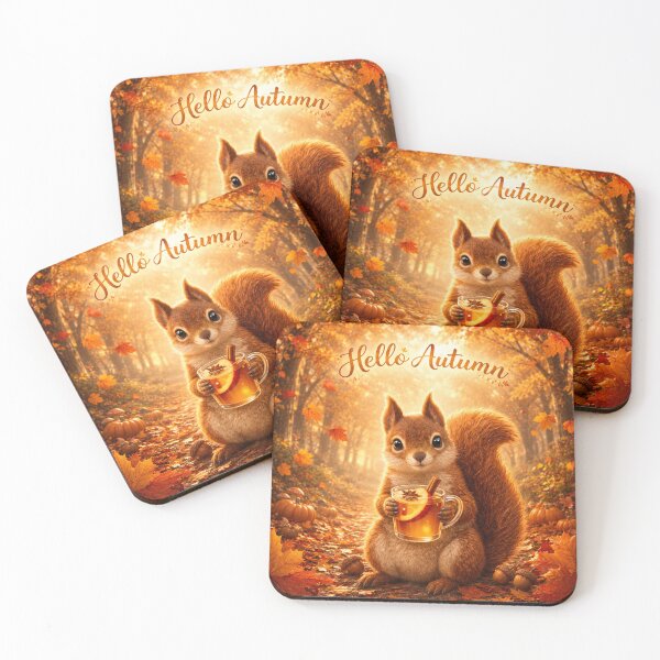 Item preview, Hello Autumn Squirrel – Cute Animal Cozy Drink Fall Design designed and sold by IsyLaneDesign.