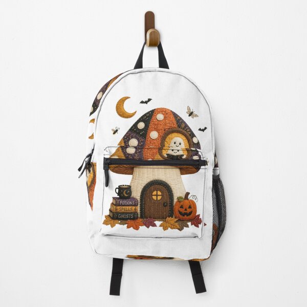 Item preview, Cozy Mushroom House Halloween Patchwork Design designed and sold by Panom Suavichien.