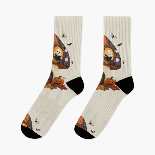Item preview, Cozy Mushroom House Halloween Patchwork Design designed and sold by Panom Suavichien.