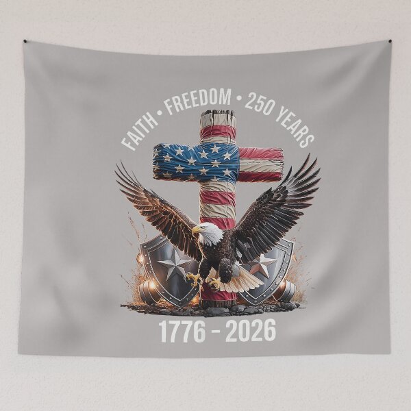 Item preview, Faith Freedom 250 Years Christian Cross Eagle 4th of July designed and sold by GreggRoss.