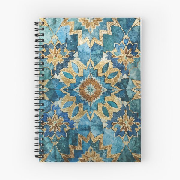 Item preview, Gold Aqua Moroccan Tile Geometric Star Mosaic Pattern designed and sold by GrinGalore.