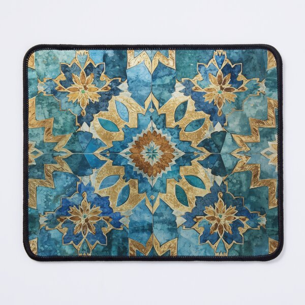 Item preview, Gold Aqua Moroccan Tile Geometric Star Mosaic Pattern designed and sold by GrinGalore.
