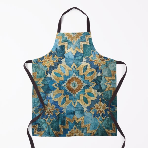 Item preview, Gold Aqua Moroccan Tile Geometric Star Mosaic Pattern designed and sold by GrinGalore.