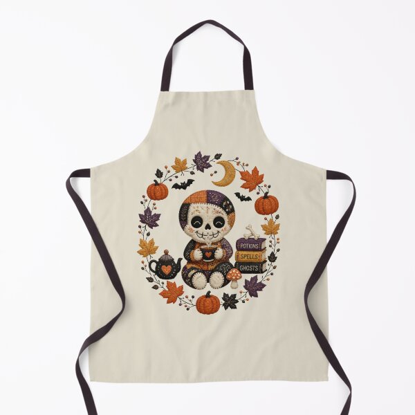 Item preview, Cozy Skull Teatime Patchwork Halloween Wreath Design designed and sold by Panom Suavichien.