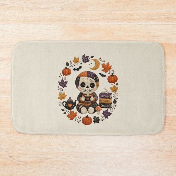 Item preview, Cozy Skull Teatime Patchwork Halloween Wreath Design designed and sold by Panom Suavichien.