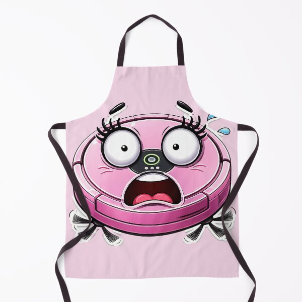 Item preview, Funny Shocked Pink Robot Vacuum Cartoon with Big Eyes designed and sold by OksArtStudio.