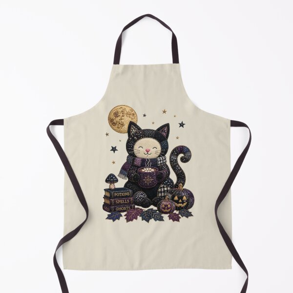 Item preview, Midnight Cocoa Black Cat Patchwork Halloween Design designed and sold by Panom Suavichien.