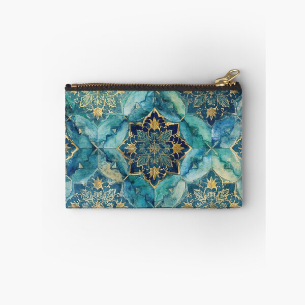 Item preview, Gold Filigree Moroccan Tile Aqua Mandala Pattern designed and sold by GrinGalore.