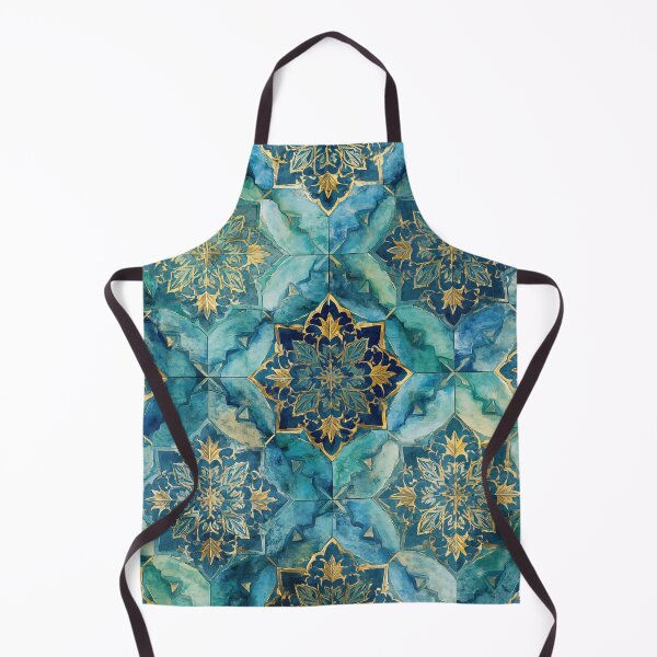 Item preview, Gold Filigree Moroccan Tile Aqua Mandala Pattern designed and sold by GrinGalore.