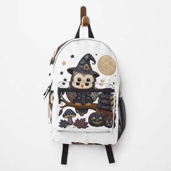 Item preview, Midnight Owl Reading Patchwork Halloween Design designed and sold by Panom Suavichien.