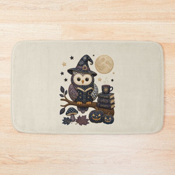 Item preview, Midnight Owl Reading Patchwork Halloween Design designed and sold by Panom Suavichien.