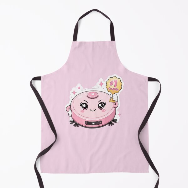 Item preview, Cute Pink Robot Vacuum Holding #1 Cleaner Trophy Cartoon designed and sold by OksArtStudio.