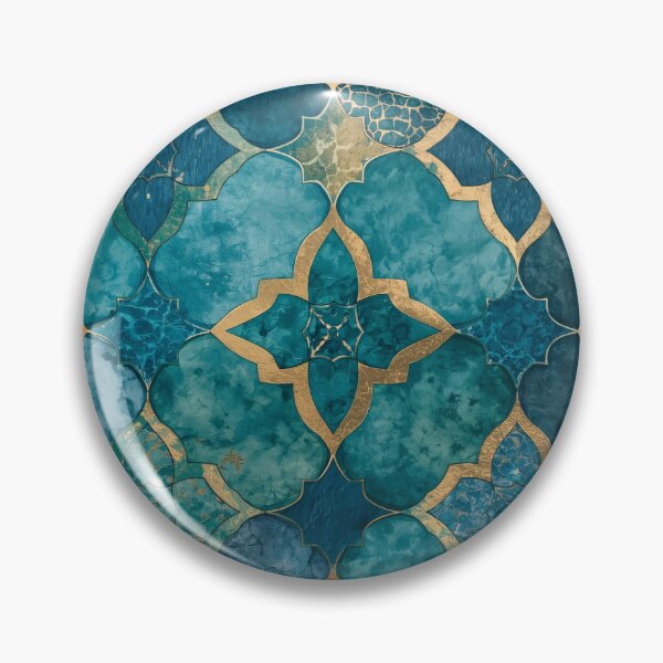 Item preview, Gold Foil Moroccan Arabesque Teal Mosaic Tile Pattern designed and sold by GrinGalore.