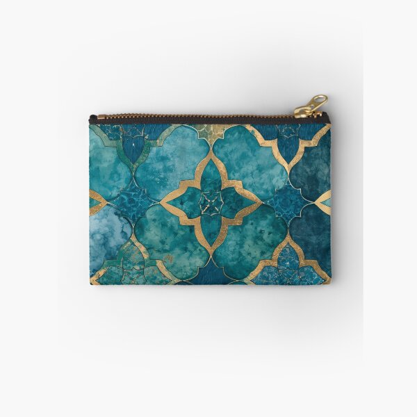 Item preview, Gold Foil Moroccan Arabesque Teal Mosaic Tile Pattern designed and sold by GrinGalore.