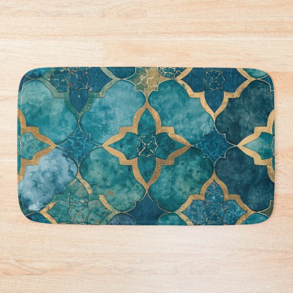 Item preview, Gold Foil Moroccan Arabesque Teal Mosaic Tile Pattern designed and sold by GrinGalore.
