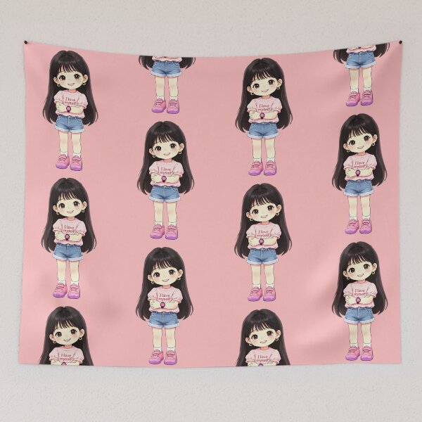 Item preview, Cute Chibi Girl — I Love Myself Self-Love Positive Art designed and sold by Bondingbonding.
