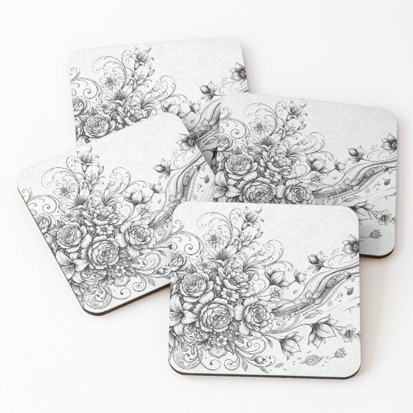 Item preview, Intricate Ink Floral Filigree Art Print designed and sold by SassyArtistry.