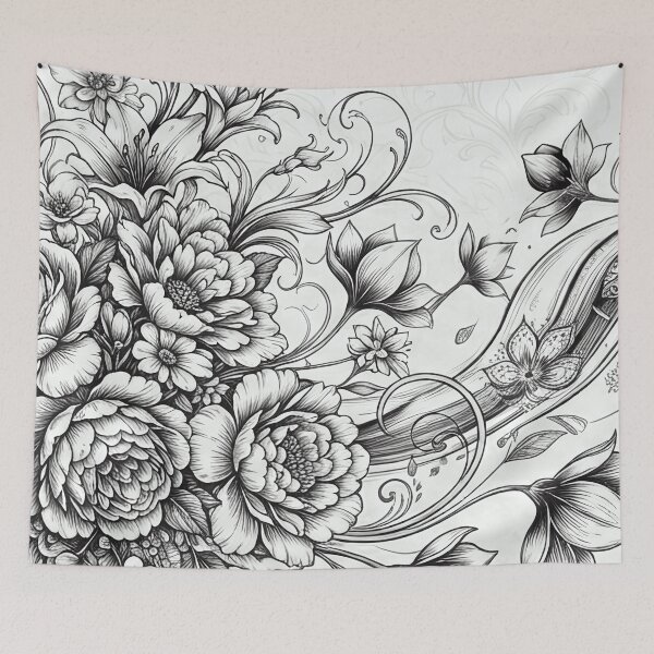 Item preview, Intricate Ink Floral Filigree Art Print designed and sold by SassyArtistry.