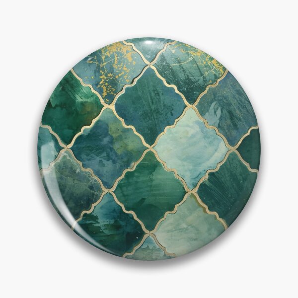 Item preview, Emerald Green Gold Moroccan Tile Arabesque Lattice Pattern designed and sold by GrinGalore.