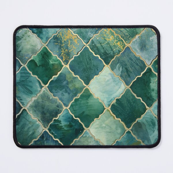 Item preview, Emerald Green Gold Moroccan Tile Arabesque Lattice Pattern designed and sold by GrinGalore.