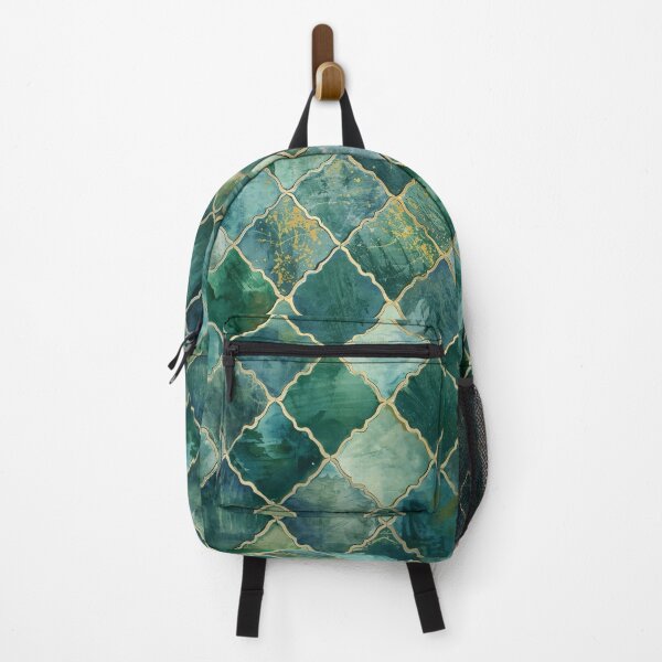 Item preview, Emerald Green Gold Moroccan Tile Arabesque Lattice Pattern designed and sold by GrinGalore.