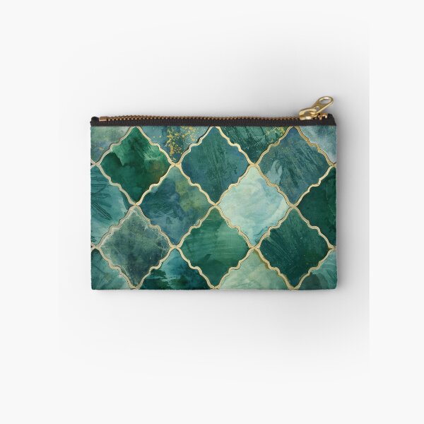 Item preview, Emerald Green Gold Moroccan Tile Arabesque Lattice Pattern designed and sold by GrinGalore.