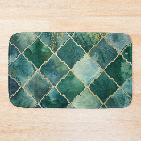 Item preview, Emerald Green Gold Moroccan Tile Arabesque Lattice Pattern designed and sold by GrinGalore.