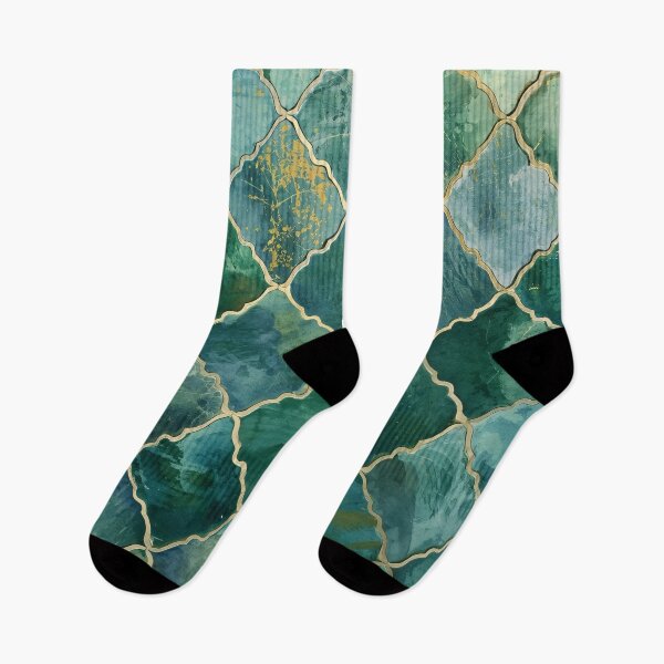 Item preview, Emerald Green Gold Moroccan Tile Arabesque Lattice Pattern designed and sold by GrinGalore.