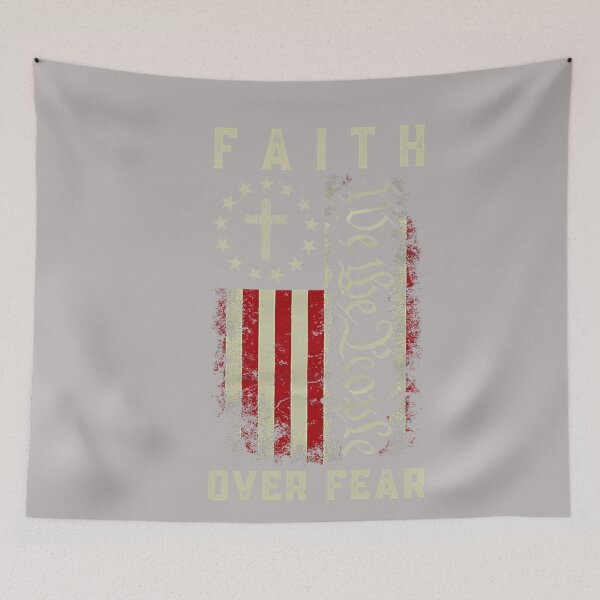 Item preview, Faith Over Fear Christian Cross USA American Flag (ON BACK) Pullover Hoodie designed and sold by GreggRoss.