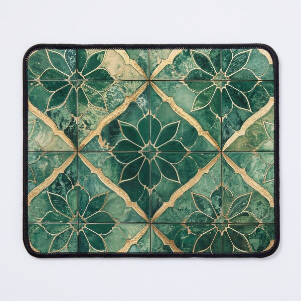 Item preview, Gold Emerald Moroccan Tile Floral Mosaic Stained Glass Pattern designed and sold by GrinGalore.